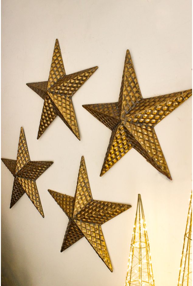 Estrela em Metal Dourado Natal -1-